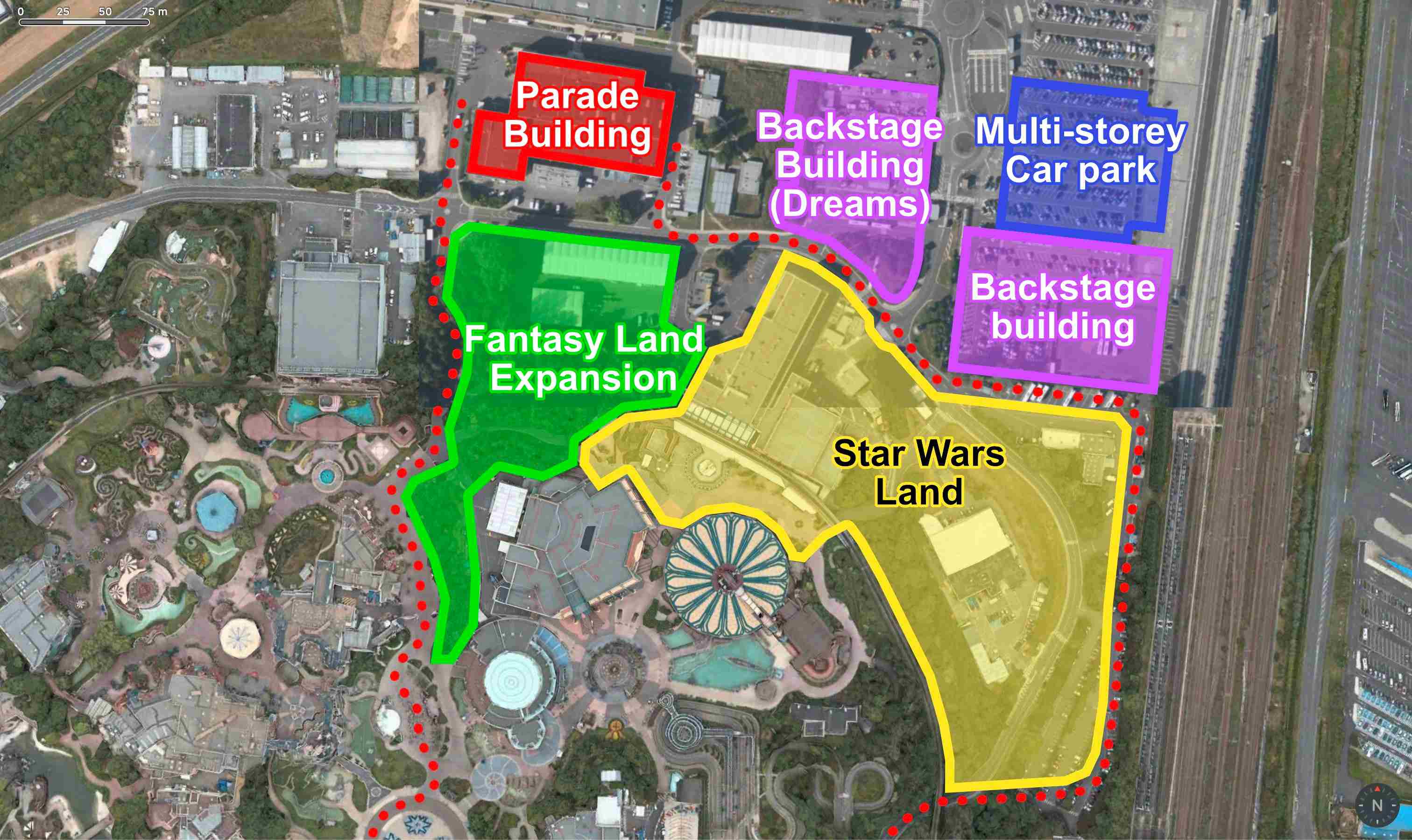 Schéma du projet d'agrandissement du parc, avec une zone entière dédiée à Star Wars