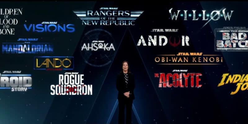 Kathleen Kennedy, directrice de Lucasfilm, annonçant les différents projets lors du Disney Investor Day 2020.