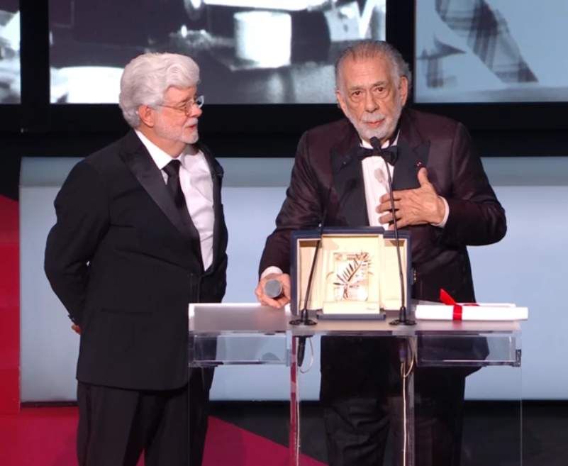 George Lucas et Francis Ford Coppola au Festival de Cannes 2024 - Capture d'écran France Télévisions.