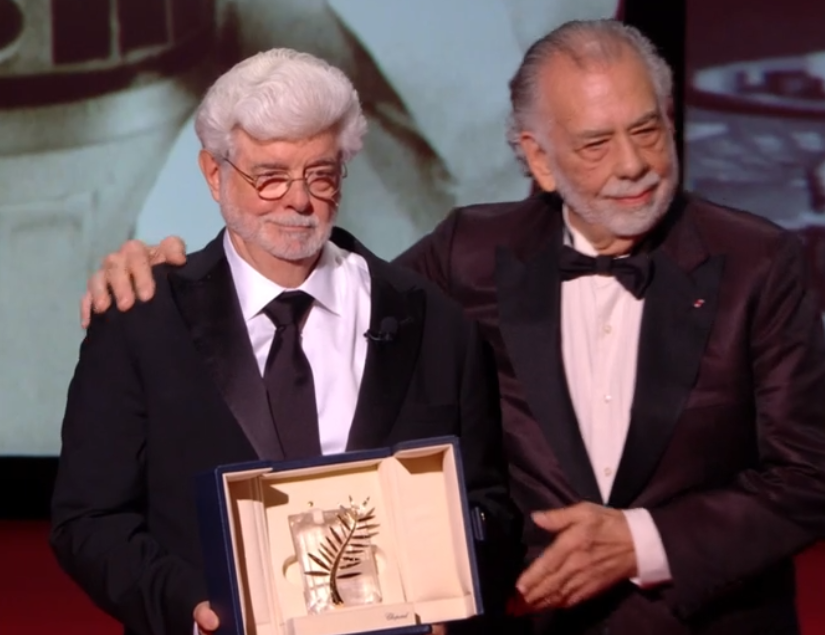 George Lucas et Francis Ford Coppola au Festival de Cannes 2024 - Capture d'écran France Télévisions.