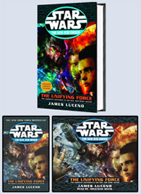 Le même roman - The Unifying Force - en trois format : hardcover, paperback et CD Audio.