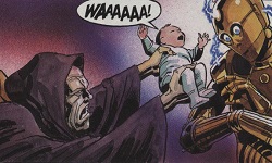 Palpatine tente de prendre Anakin bébé des bras de C3-PO