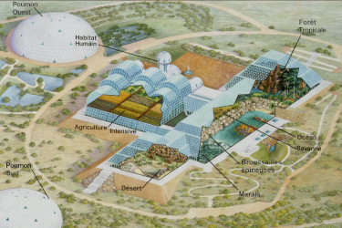 Schéma de l'ensemble des infrastructures de Biosphère 2 © University of Arizona - Biosphere 2